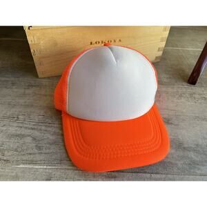 Florescent Neon Orange White Adjustable Mesh Foam Trucker Hat Adult Party Casual
